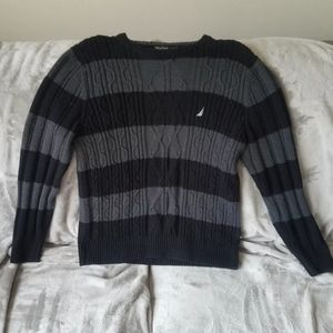 Mens Large Fisherman Black & Gray Nautica Sweater